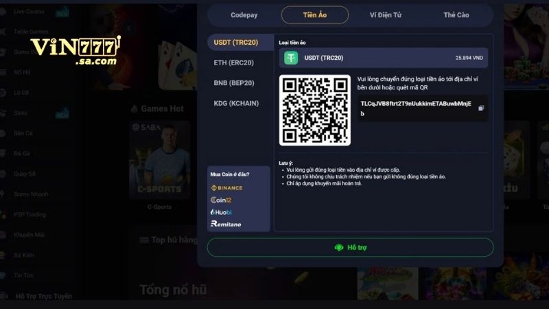 4 cách nạp tiền an toàn và nhanh chóng tại VIN777 3 Điểm mạnh của nạp tiền bằng tiền ảo là tốc độ xử lý nhanh chóng