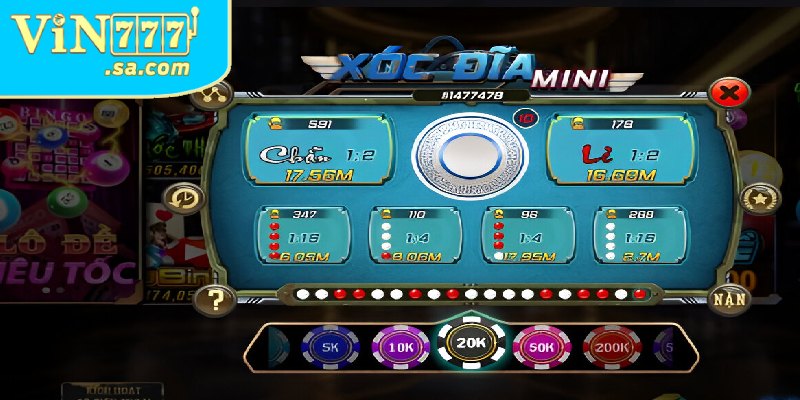 Xóc đĩa 3D Vin777 2 Trò chơi xóc đĩa có giao diện đặt cược trực quan, linh hoạt mức cược